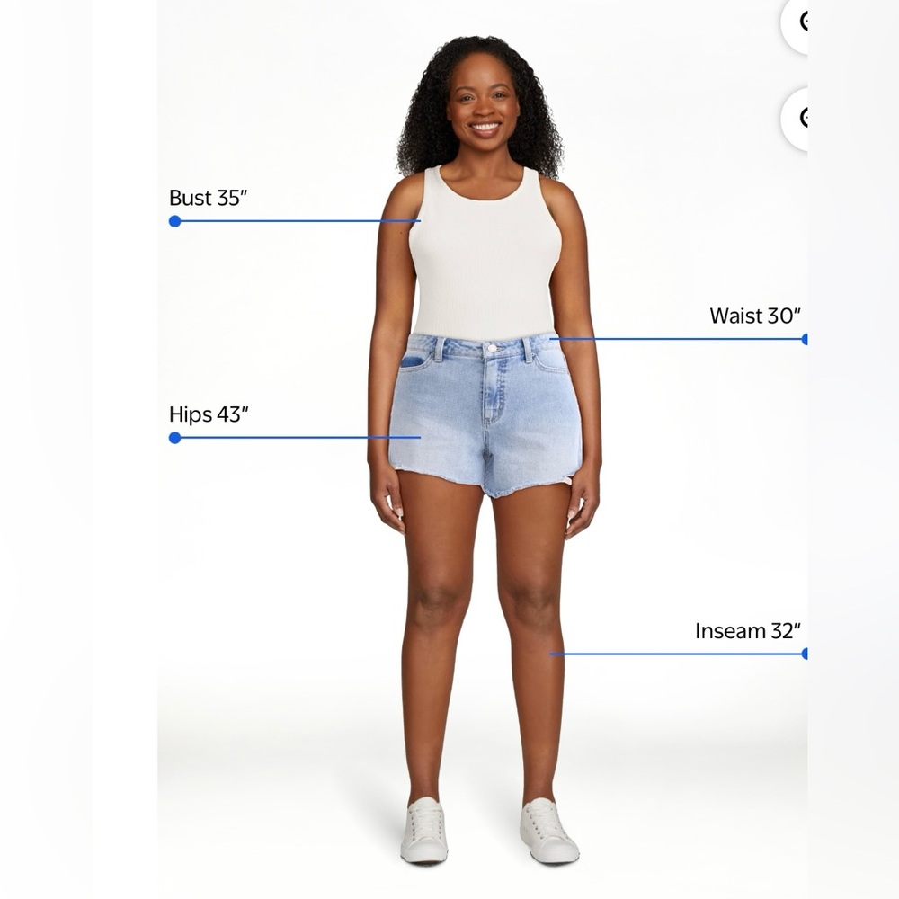 💕5/$15 Time and Tru high waist Distressed Light Blue Denim Women's Shorts NEW - Picture 3 of 8